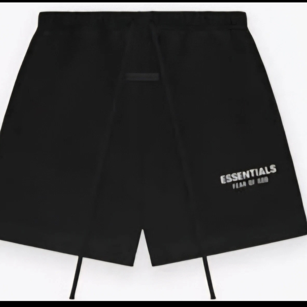 Fear Of God Essentials Authentic 2025 JetBlack Oversized Soccer Fleece Shorts M